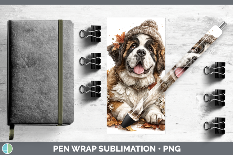 Saint Bernard Dogs 01 Knit Hat Pen Wrap Sublimation Design