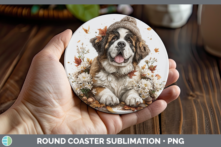 Saint Bernard Dogs 01 Knit Hat Round Coaster Sublimation Des