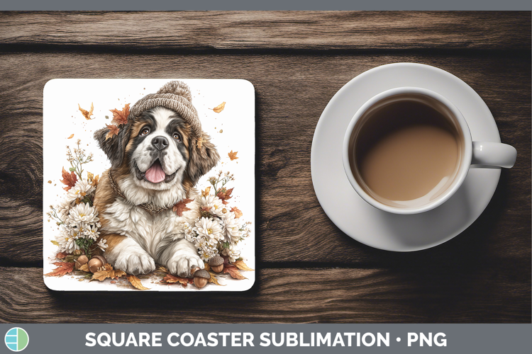 Saint Bernard Dogs 01 Knit Hat Square Coaster Sublimation De