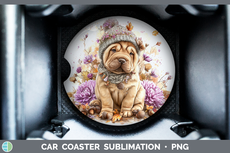 Shar Pei Dogs 01 Knit Hat Car Coaster Sublimation Design