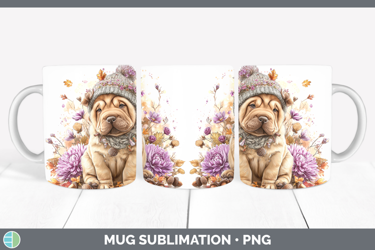 Shar Pei Dogs 01 Knit Hat Mug Wrap Sublimation Design