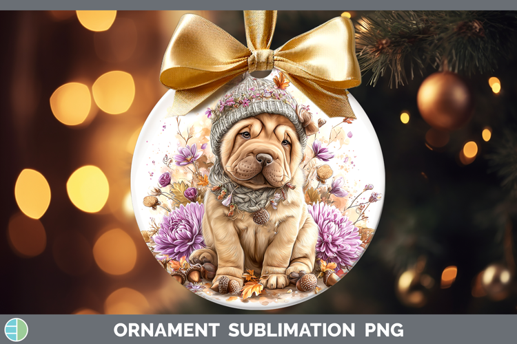 Shar Pei Dogs 01 Knit Hat Ornament Sublimation Design