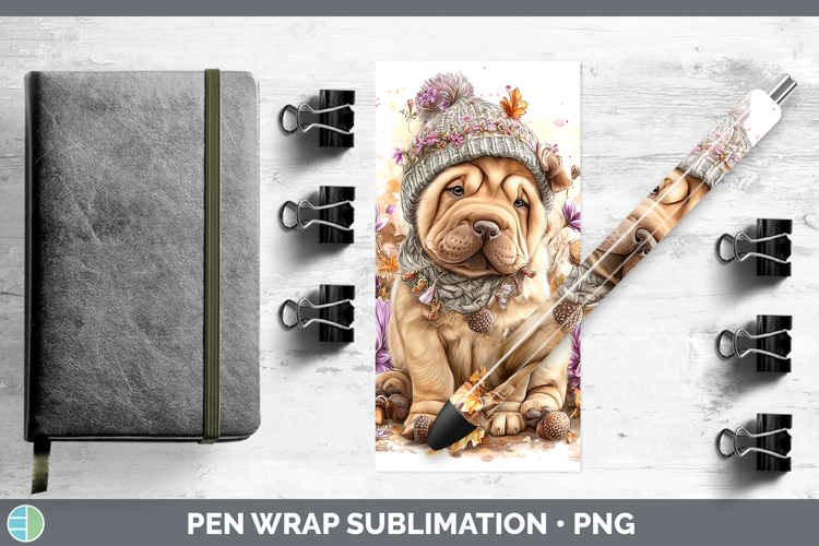 Shar Pei Dogs 01 Knit Hat Pen Wrap Sublimation Design