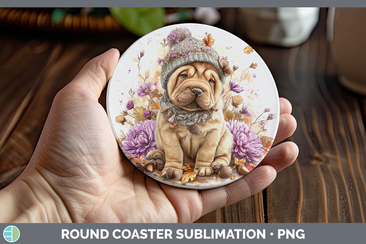Shar Pei Dogs 01 Knit Hat Round Coaster Sublimation Design
