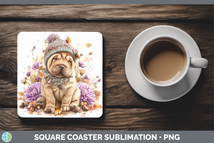 Shar Pei Dogs 01 Knit Hat Square Coaster Sublimation Design
