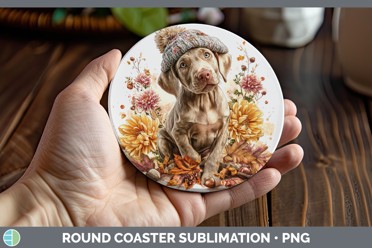 Weimaraner Dogs 01 Knit Hat Round Coaster Sublimation Design
