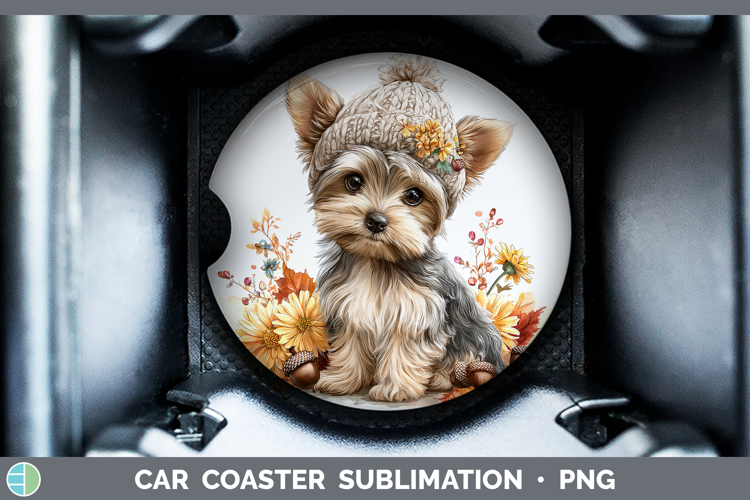 Yorkshire Terrier Dogs 01 Knit Hat Car Coaster Sublimation D