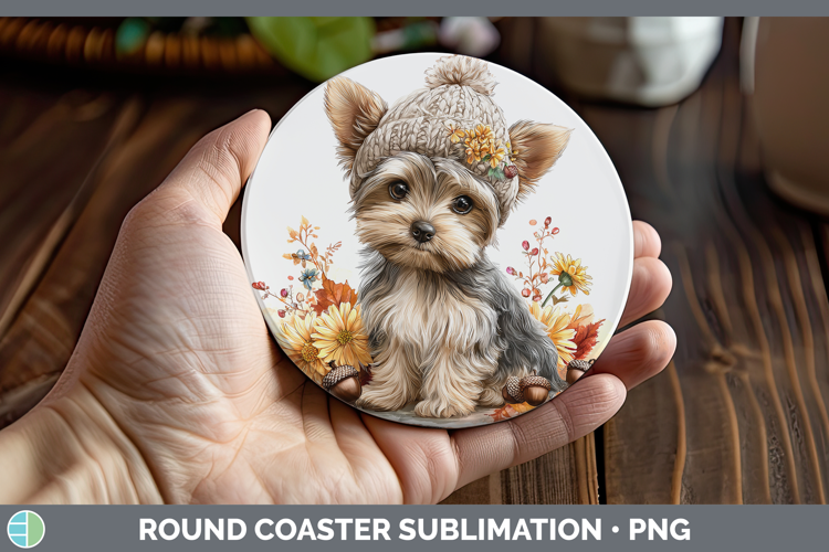 Yorkshire Terrier Dogs 01 Knit Hat Round Coaster Sublimation