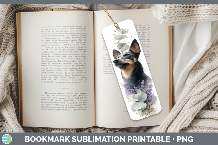 Australian Kelpie Dogs 01 Lavender and Eucalyptus Bookmark S