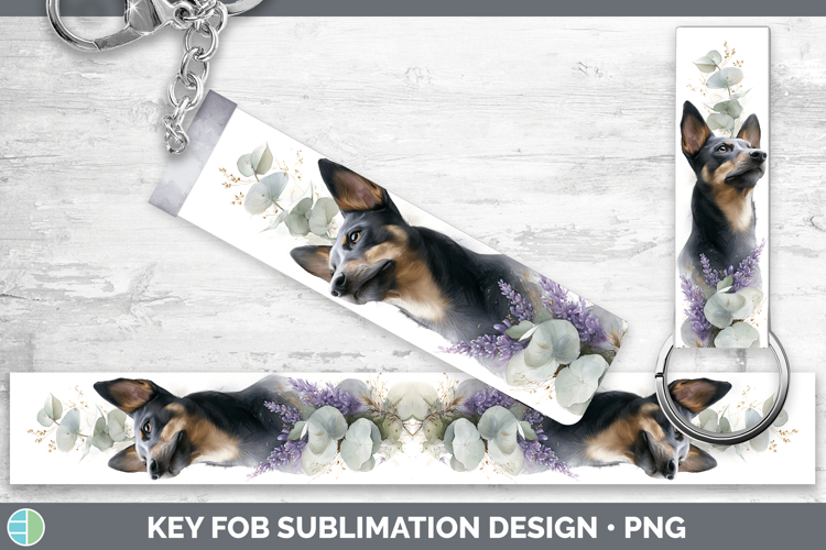 Australian Kelpie Dogs 01 Lavender and Eucalyptus Key Fob Su