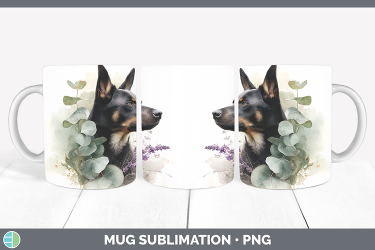 Australian Kelpie Dogs 01 Lavender and Eucalyptus Mug Wrap S