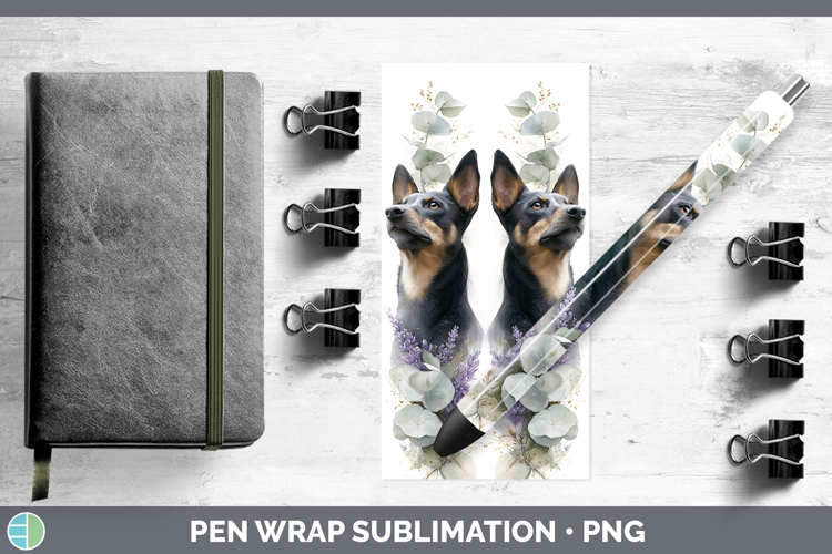 Australian Kelpie Dogs 01 Lavender and Eucalyptus Pen Wrap S
