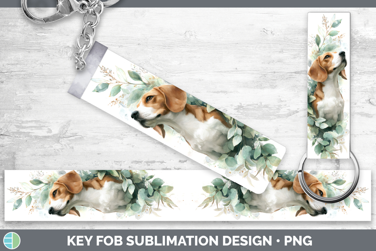 Beagle Dogs 01 Lavender and Eucalyptus Key Fob Sublimation D