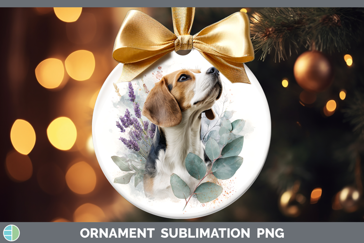 Beagle Dogs 01 Lavender and Eucalyptus Ornament Sublimation
