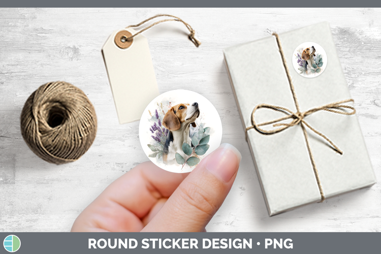 Beagle Dogs 01 Lavender and Eucalyptus Stickers Design