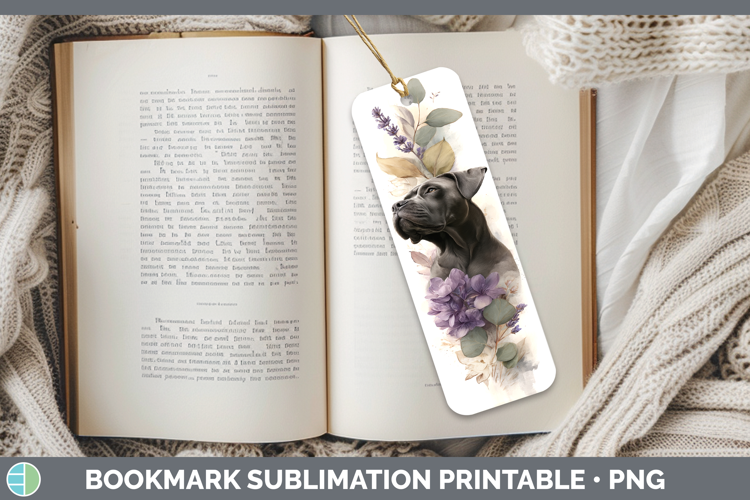 Cane Corso Dogs 01 Lavender and Eucalyptus Bookmark Sublimat