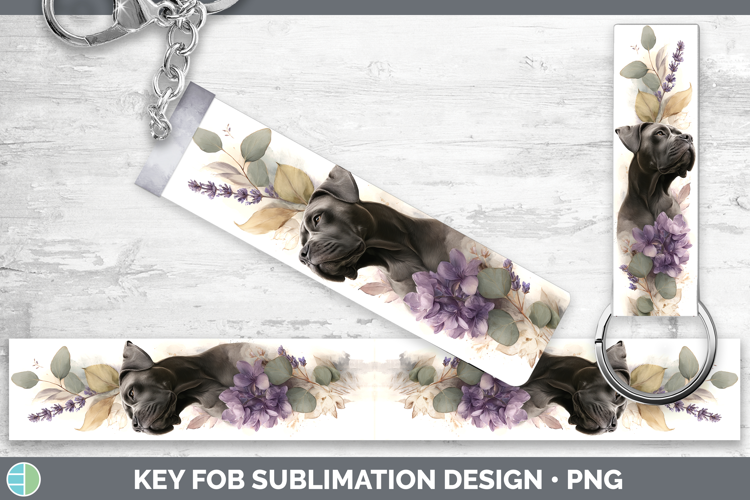 Cane Corso Dogs 01 Lavender and Eucalyptus Key Fob Sublimati