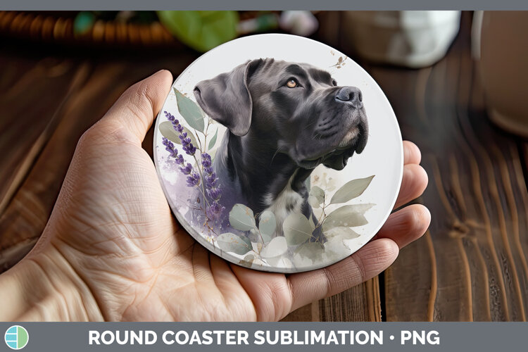 GorgeousDogs 01 Lavender and Eucalyptus Round Coaster design.
