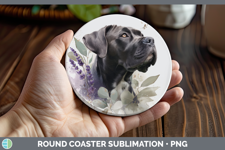 Cane Corso Dogs 01 Lavender and Eucalyptus Round Coaster Sub