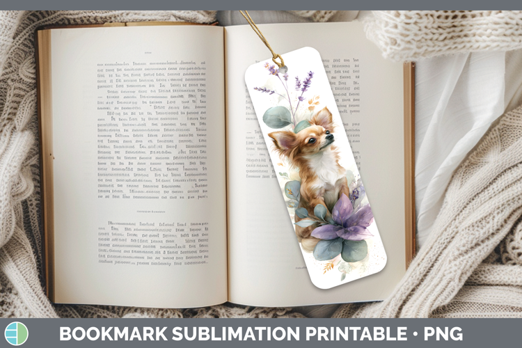 Chihuahua Dogs 01 Lavender and Eucalyptus Bookmark Sublimati