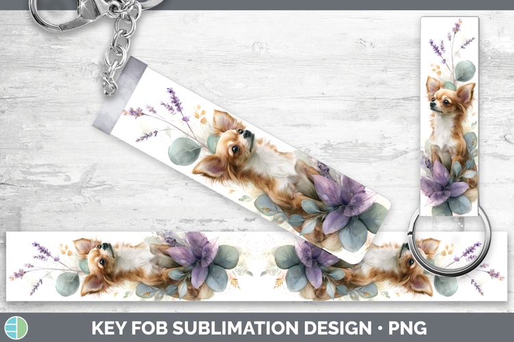 Chihuahua Dogs 01 Lavender and Eucalyptus Key Fob Sublimatio