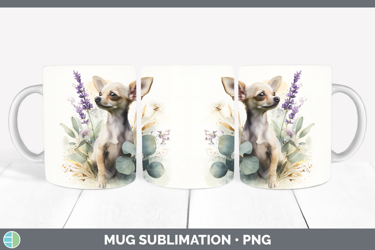 Chihuahua Dogs 01 Lavender and Eucalyptus Mug Wrap Sublimati