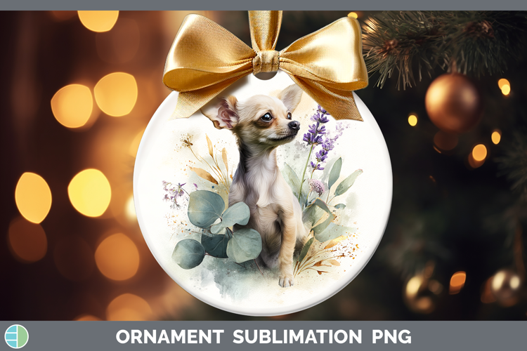 Chihuahua Dogs 01 Lavender and Eucalyptus Ornament Sublimati