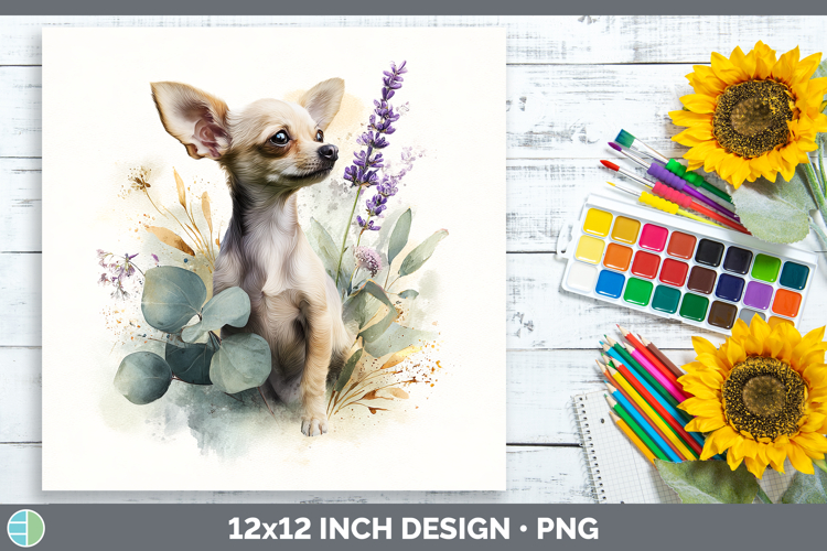 Chihuahua Dogs 01 Lavender and Eucalyptus Paper Backgrounds