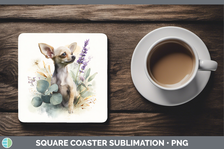 Chihuahua Dogs 01 Lavender and Eucalyptus Square Coaster Sub
