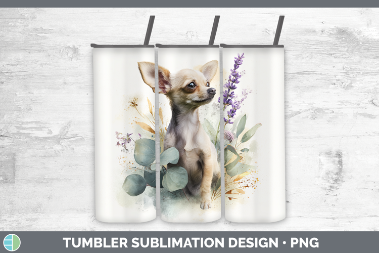 Chihuahua Dogs 01 Lavender and Eucalyptus Tumbler Sublimatio