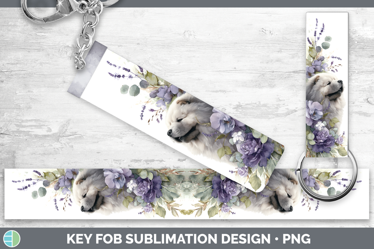 Chow Chow Dogs 01 Lavender and Eucalyptus Key Fob Sublimatio