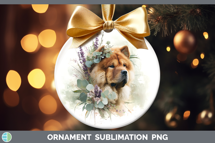 Chow Chow Dogs 01 Lavender and Eucalyptus Ornament Sublimati