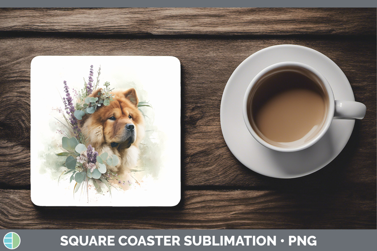 Chow Chow Dogs 01 Lavender and Eucalyptus Square Coaster Sub