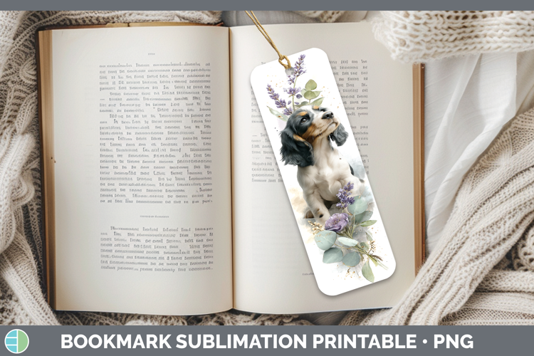 Cocker Spaniel Dogs 01 Lavender and Eucalyptus Bookmark Subl