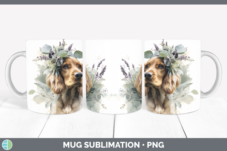Cocker Spaniel Dogs 01 Lavender and Eucalyptus Mug Wrap Subl