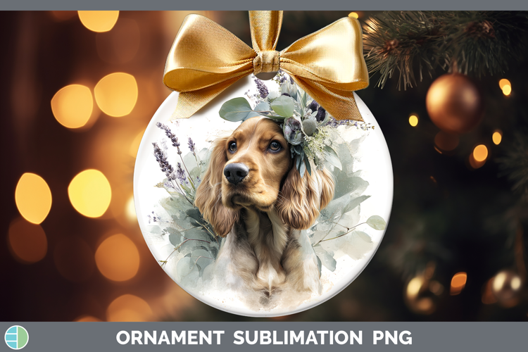 Cocker Spaniel Dogs 01 Lavender and Eucalyptus Ornament Subl