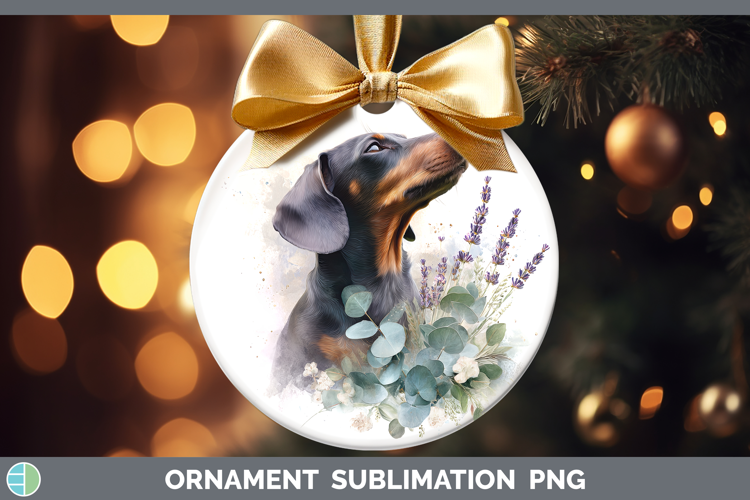 Dachshund Dogs 01 Lavender and Eucalyptus Ornament Sublimati