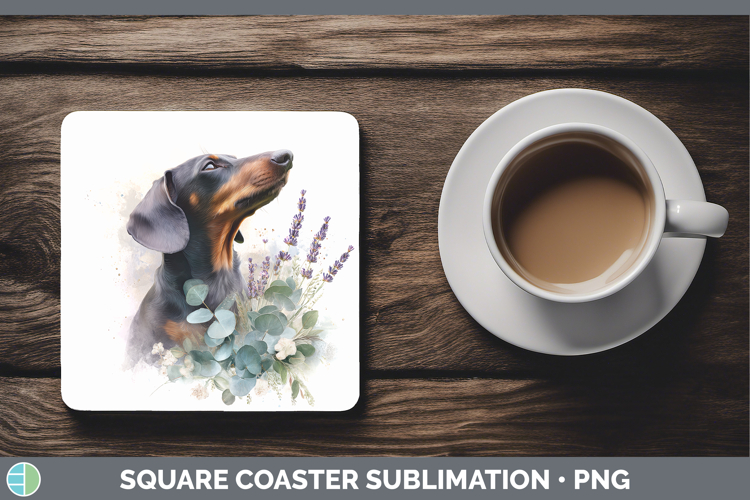 Dachshund Dogs 01 Lavender and Eucalyptus Square Coaster Sub