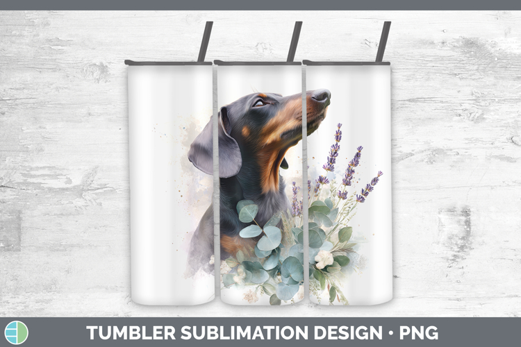 Dachshund Dogs 01 Lavender and Eucalyptus Tumbler Sublimatio
