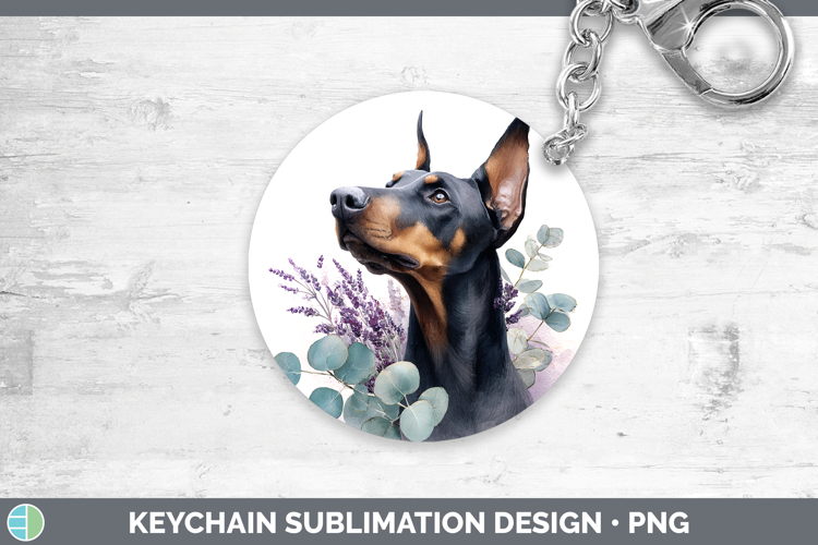 Doberman Pinscher Dogs 01 Lavender and Eucalyptus Keychain S
