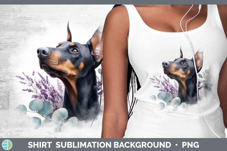 Doberman Pinscher Dogs 01 Lavender and Eucalyptus Shirt Subl