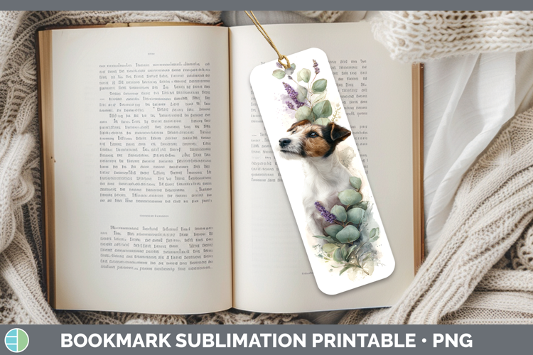 Fox Terrier Dogs 01 Lavender and Eucalyptus Bookmark Sublima