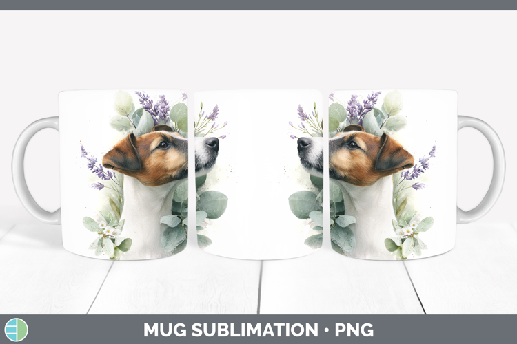 Fox Terrier Dogs 01 Lavender and Eucalyptus Mug Wrap Sublima