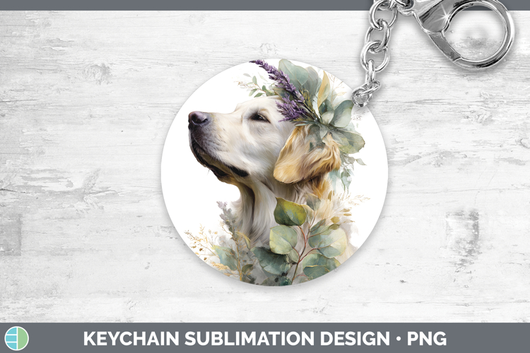 Golden Retriever Dogs 01 Lavender and Eucalyptus Keychain Su