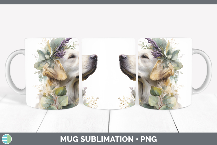 Golden Retriever Dogs 01 Lavender and Eucalyptus Mug Wrap Su