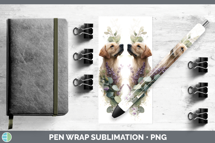 Golden Retriever Dogs 01 Lavender and Eucalyptus Pen Wrap Su
