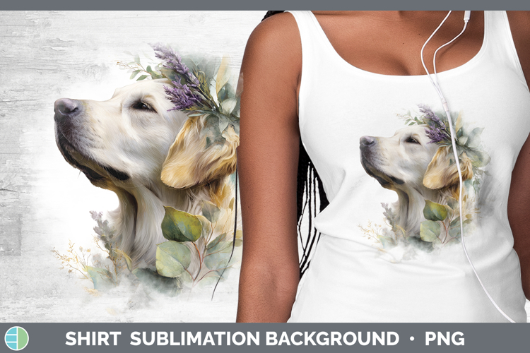 Golden Retriever Dogs 01 Lavender and Eucalyptus Shirt Subli