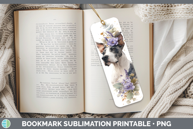 Great Dane Dogs 01 Lavender and Eucalyptus Bookmark Sublimat