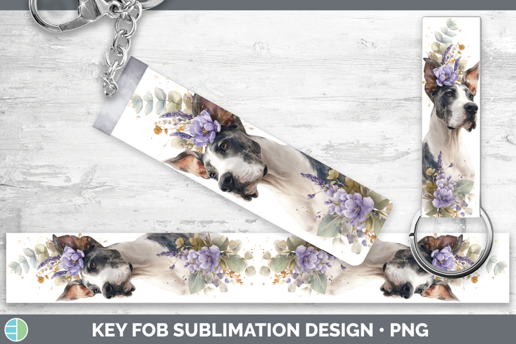 Great Dane Dogs 01 Lavender and Eucalyptus Key Fob Sublimati