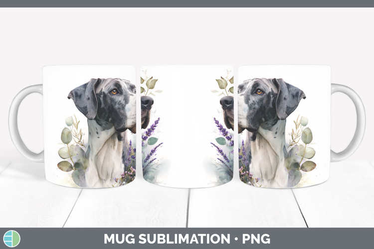 Great Dane Dogs 01 Lavender and Eucalyptus Mug Wrap Sublimat